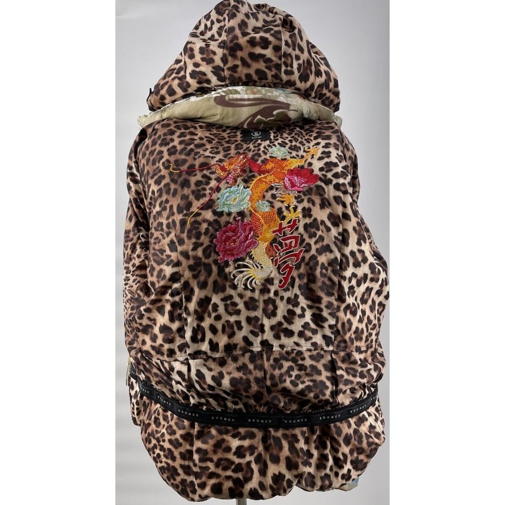 BOGNER Womens Down Cheetah Asian Floral Hooded Ski Jacket Size‎ 10